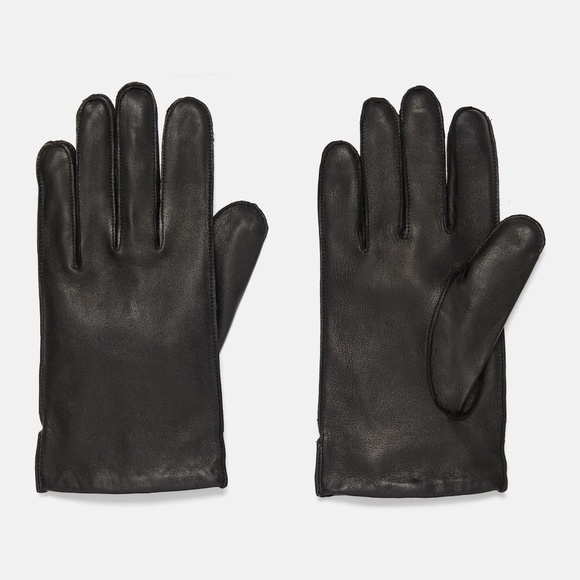 VINCE Men’s Classic Cashmere-Lined Leather Glove Black Size L